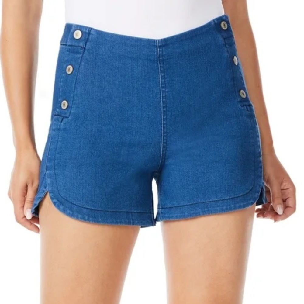 Sofia Vergara Jeans Julieta Shorts Blue Chambray Sailor Button Size 10 Womens